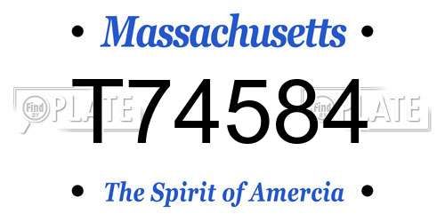 T74584 Massachusetts License Plate