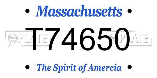T74650 Massachusetts License Plate