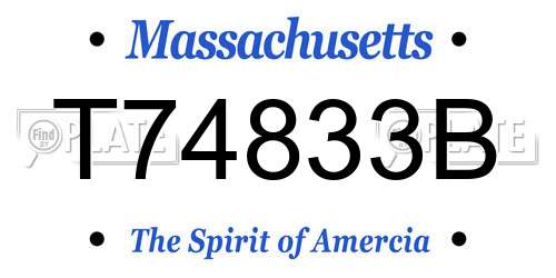 T74833B Massachusetts License Plate