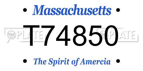 T74850 Massachusetts License Plate