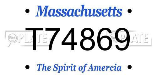 T74869 Massachusetts License Plate