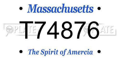 T74876 Massachusetts License Plate