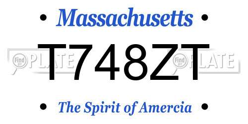 T748ZT Massachusetts License Plate