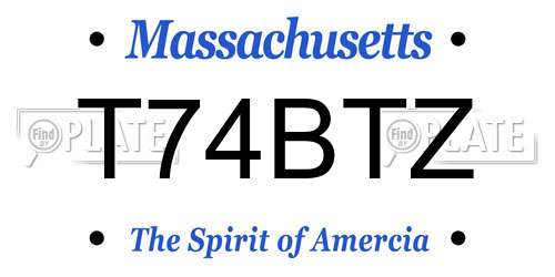 T74BTZ Massachusetts License Plate