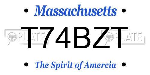 T74BZT Massachusetts License Plate