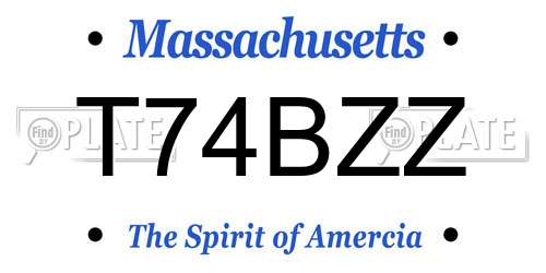 T74BZZ Massachusetts License Plate