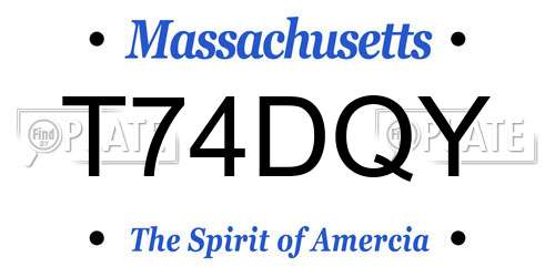 T74DQY Massachusetts License Plate