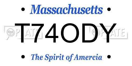 T74ODY Massachusetts License Plate
