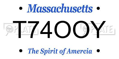 T74OOY Massachusetts License Plate