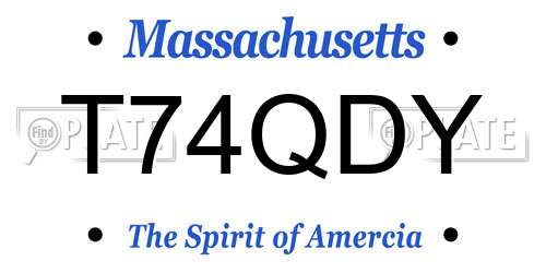T74QDY Massachusetts License Plate