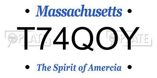 T74QOY Massachusetts License Plate