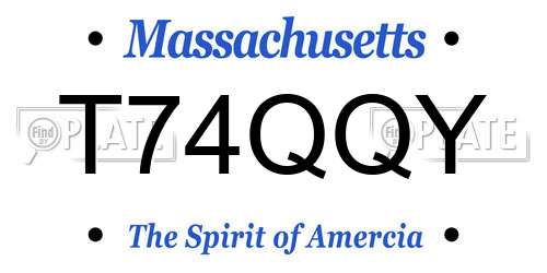 T74QQY Massachusetts License Plate