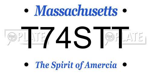 T74STT Massachusetts License Plate