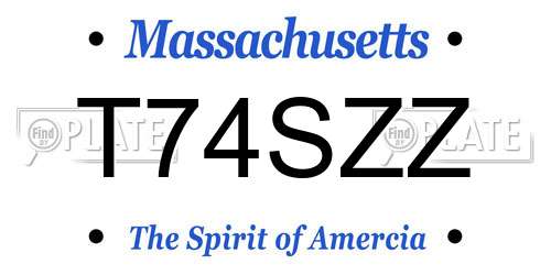 T74SZZ Massachusetts License Plate