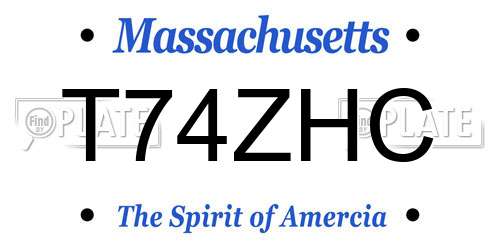 T74ZHC Massachusetts License Plate