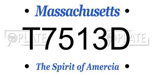 T7513D Massachusetts License Plate