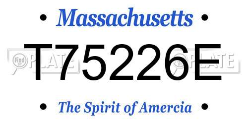 T75226E Massachusetts License Plate
