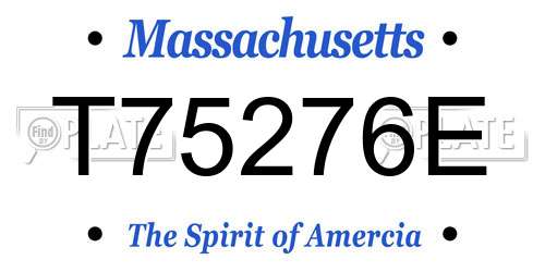 T75276E Massachusetts License Plate
