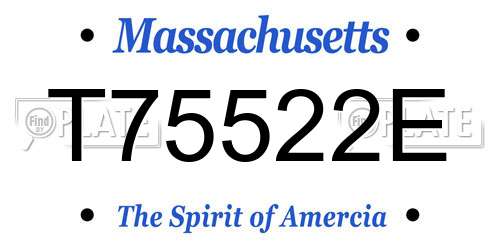 T75522E Massachusetts License Plate