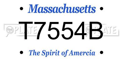 T7554B Massachusetts License Plate