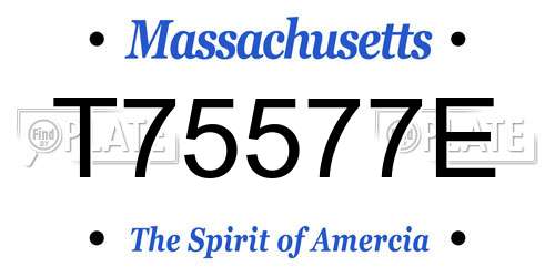 T75577E Massachusetts License Plate