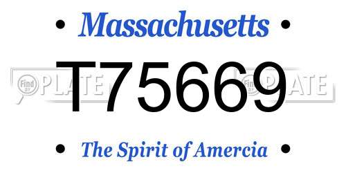 T75669 Massachusetts License Plate