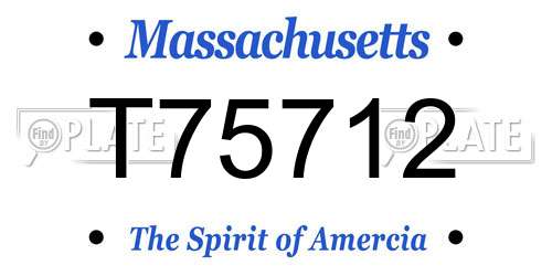 T75712 Massachusetts License Plate