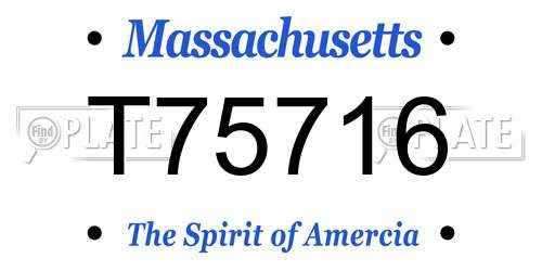 T75716 Massachusetts License Plate