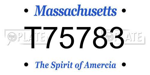 T75783 Massachusetts License Plate
