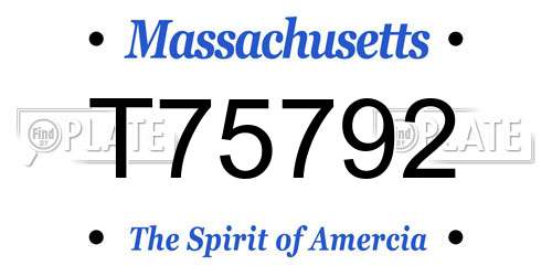 T75792 Massachusetts License Plate