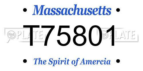 T75801 Massachusetts License Plate