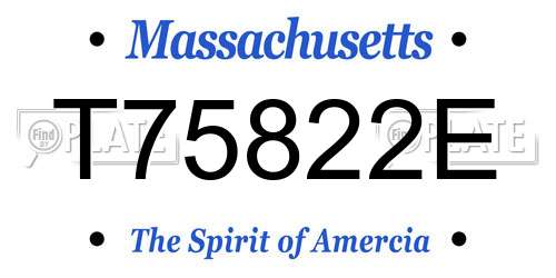 T75822E Massachusetts License Plate