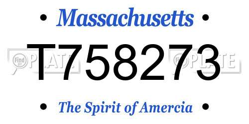 T758273 Massachusetts License Plate