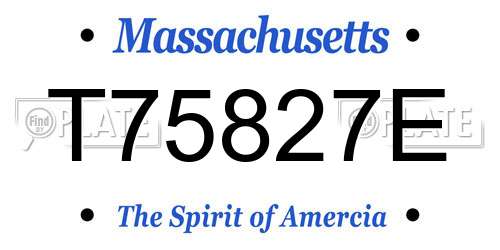 T75827E Massachusetts License Plate