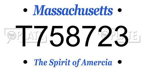 T758723 Massachusetts License Plate