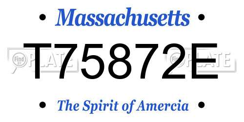 T75872E Massachusetts License Plate