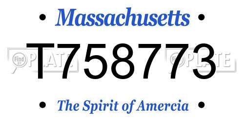 T758773 Massachusetts License Plate