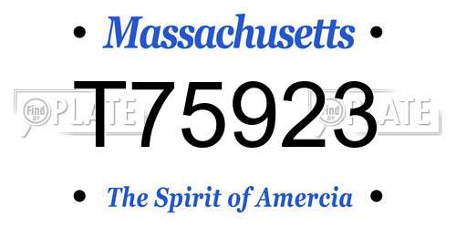 T75923 Massachusetts License Plate