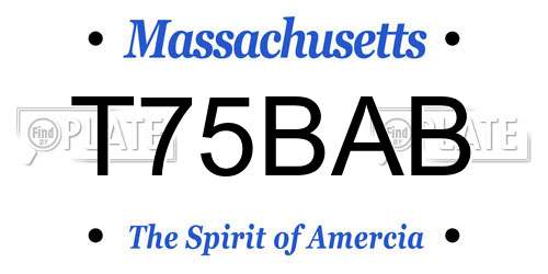 T75BAB Massachusetts License Plate