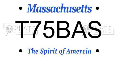 T75BAS Massachusetts License Plate