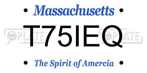 T75IEQ Massachusetts License Plate