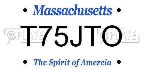T75JTO Massachusetts License Plate