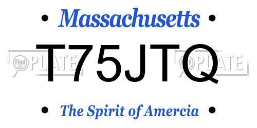 T75JTQ Massachusetts License Plate
