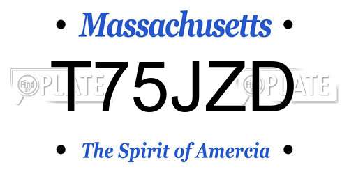 T75JZD Massachusetts License Plate