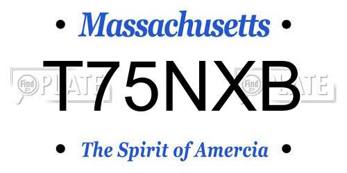 T75NXB Massachusetts License Plate