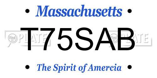 T75SAB Massachusetts License Plate