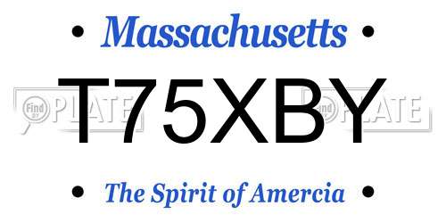 T75XBY Massachusetts License Plate