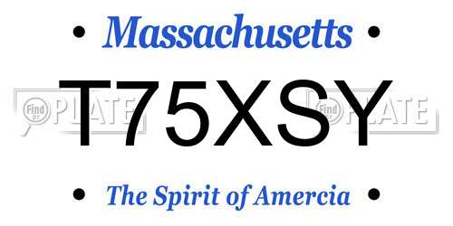 T75XSY Massachusetts License Plate