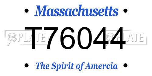 T76044 Massachusetts License Plate