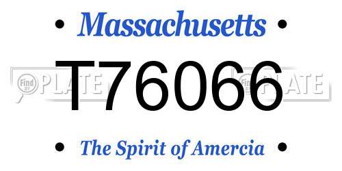 T76066 Massachusetts License Plate